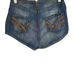 William Rast Y2K High Waisted Cheeky Denim Micro Shorts‎ Hot Pants Back Zip 26